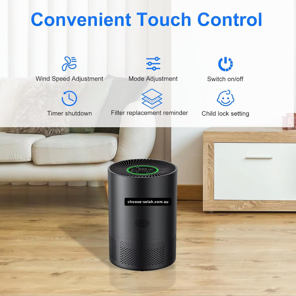 Compact H13 HEPA Air Purifier with Touch Controls for 30–40m² Rooms