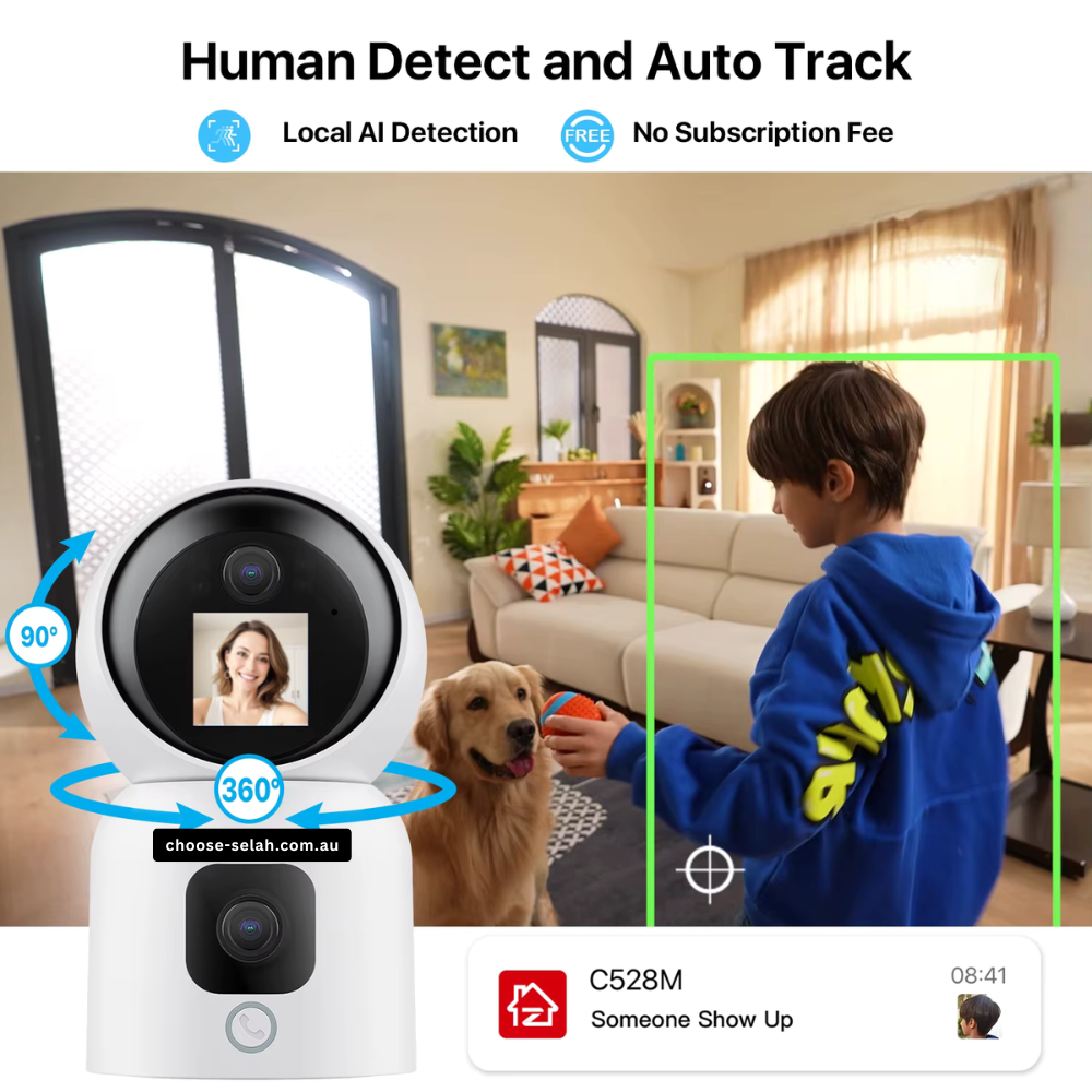 6MP Dual Lens Indoor WiFi Camera with 360° Pan, 90° Tilt and Two Way Video