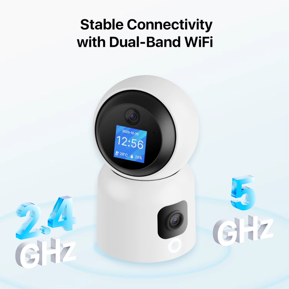 6MP Dual Lens Indoor WiFi Camera with 360° Pan, 90° Tilt and Two Way Video