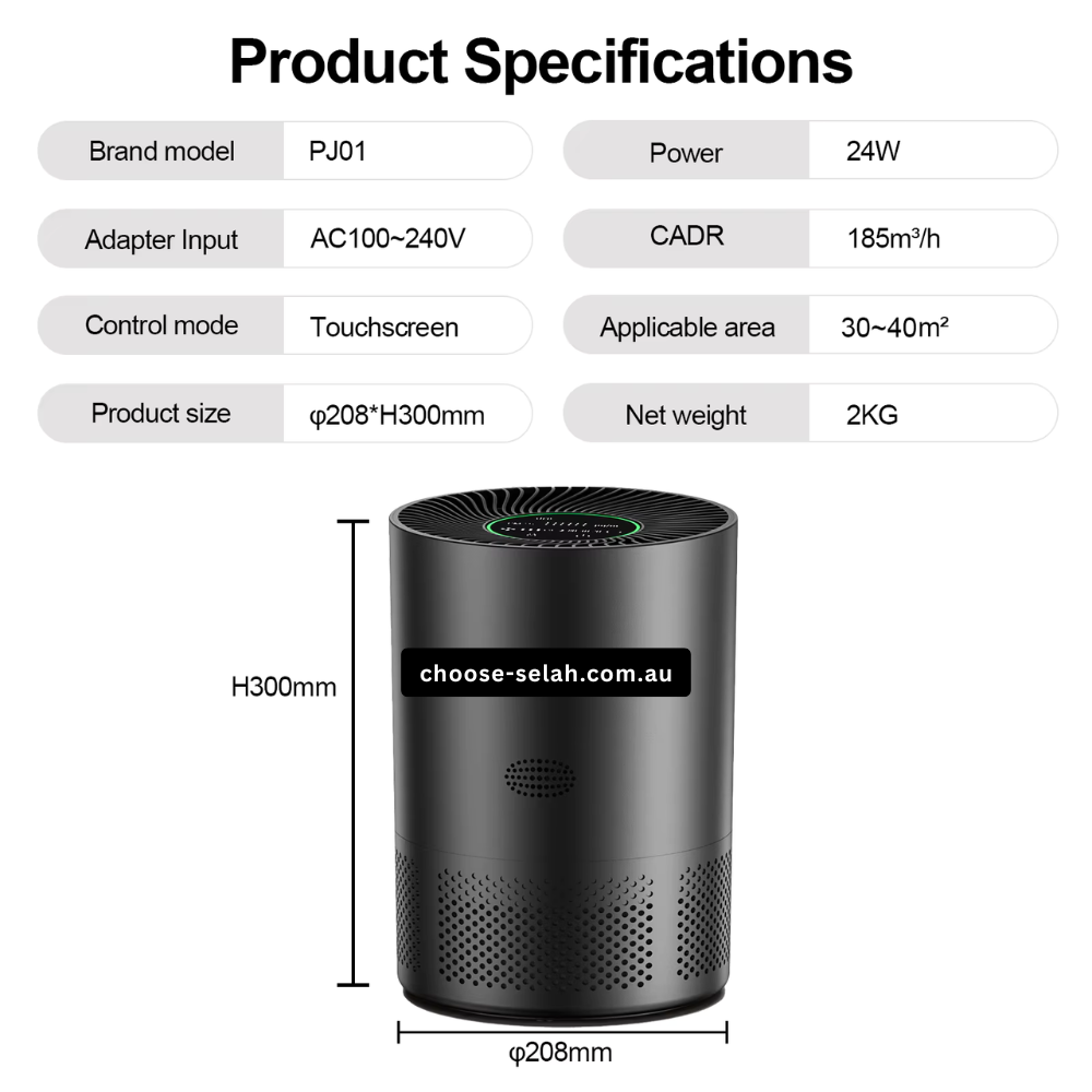 Compact H13 HEPA Air Purifier with Touch Controls for 30–40m² Rooms