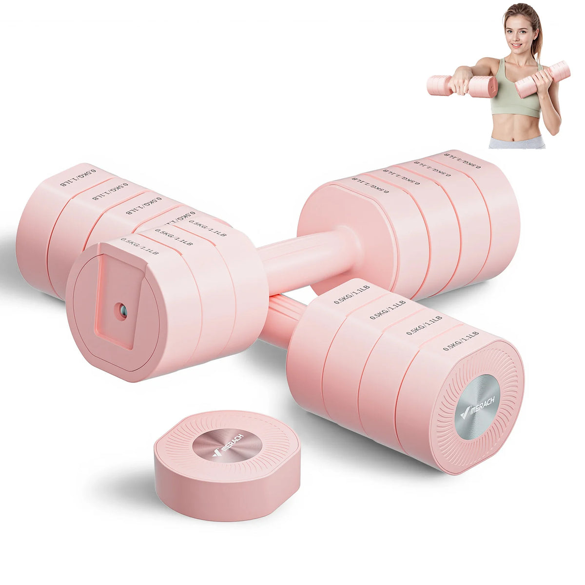 Adjustable Hand Weight Set of 2 with Flat-Sided No-Roll Design