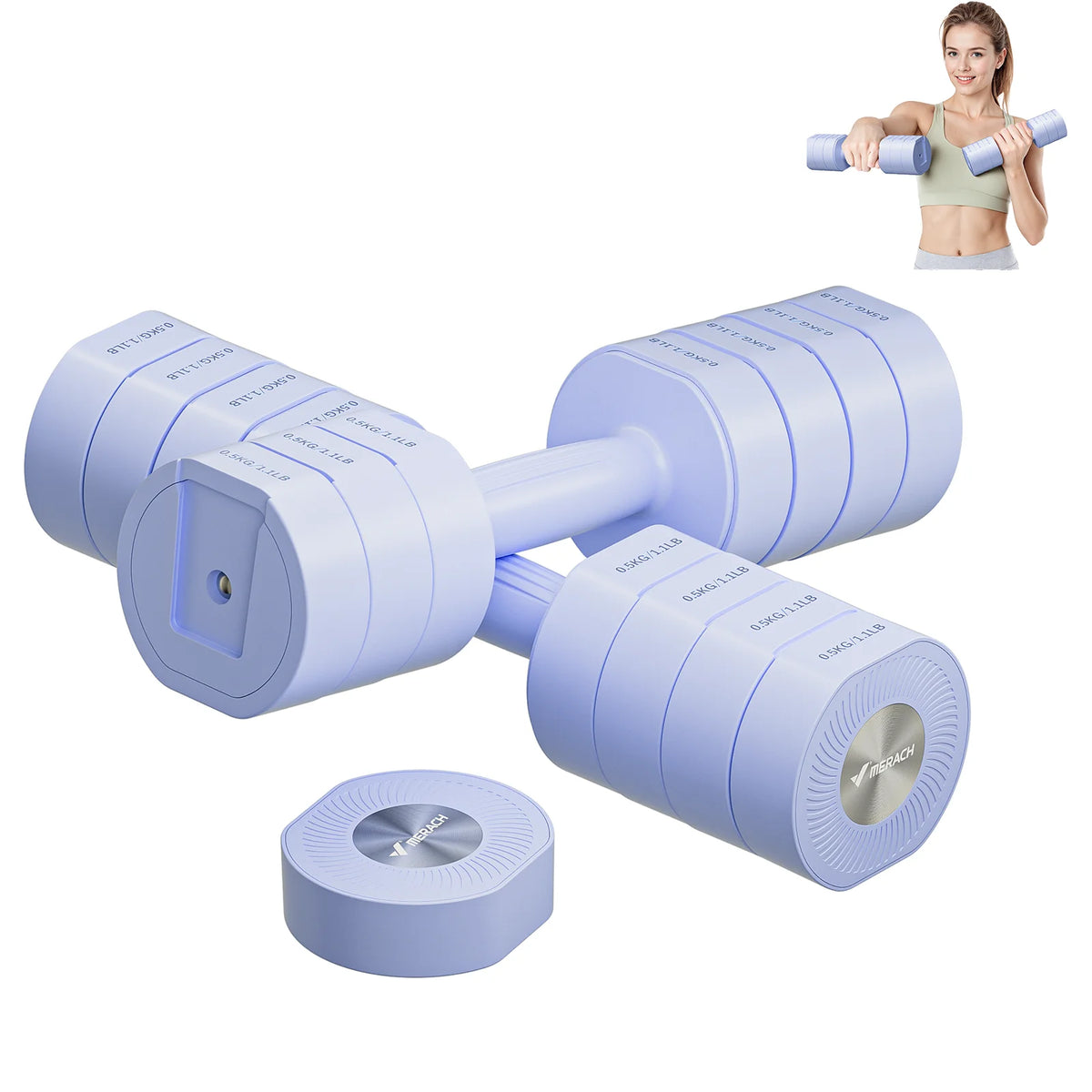 Adjustable Hand Weight Set of 2 with Flat-Sided No-Roll Design