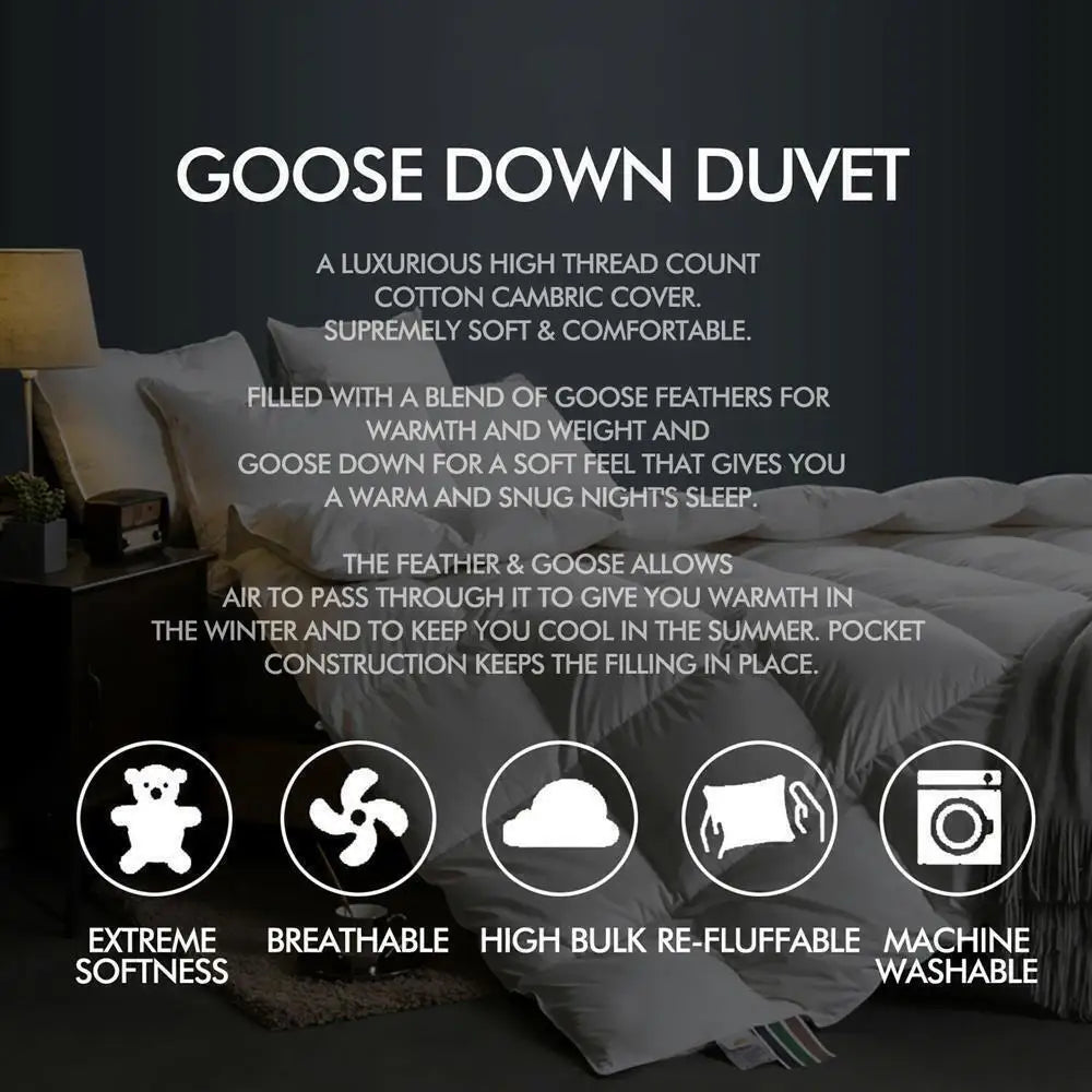 700GSM Goose Down & Feather Quilt Super King 270 x 240cm Cotton Cover All Season Doona