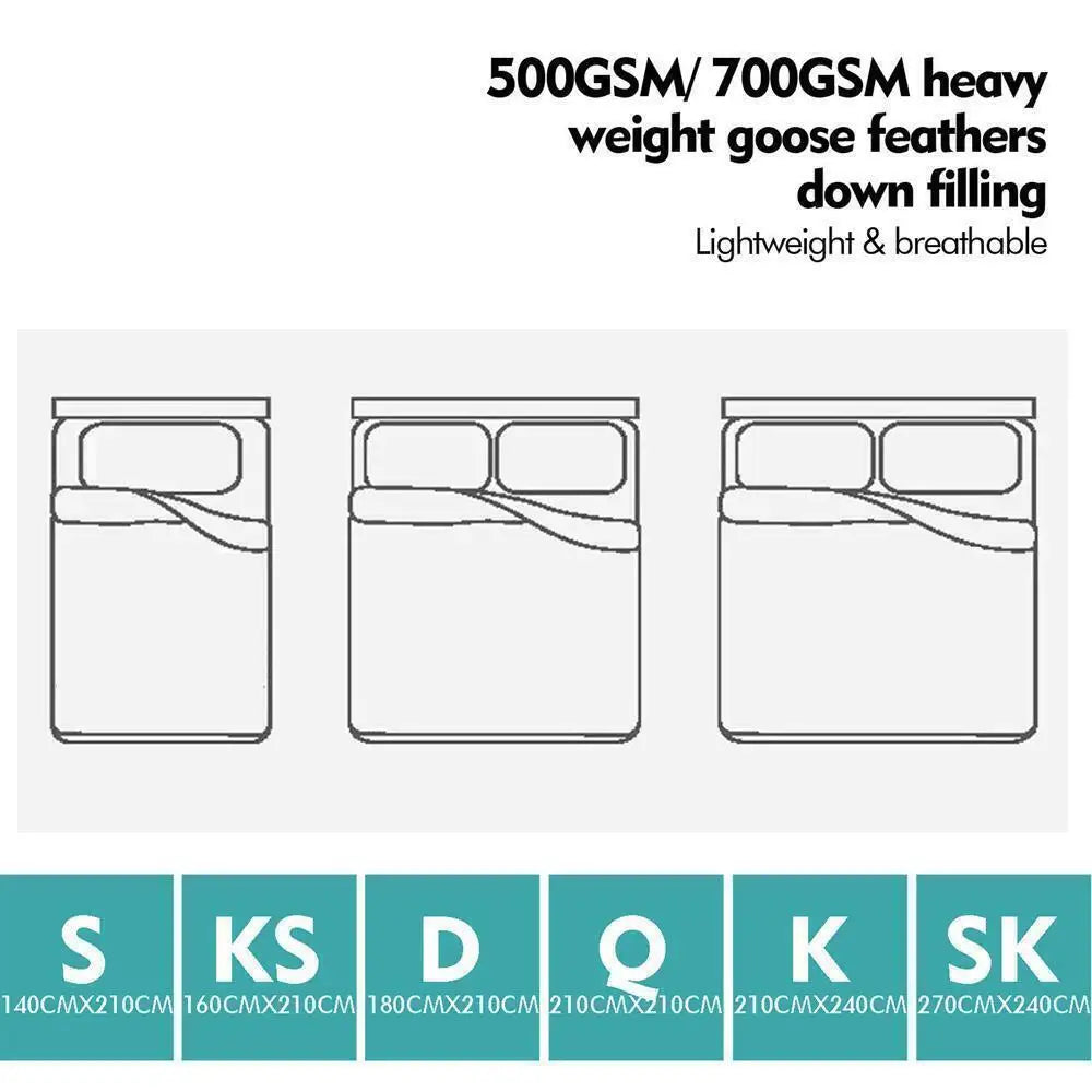 700GSM Goose Down & Feather Quilt Super King 270 x 240cm Cotton Cover All Season Doona