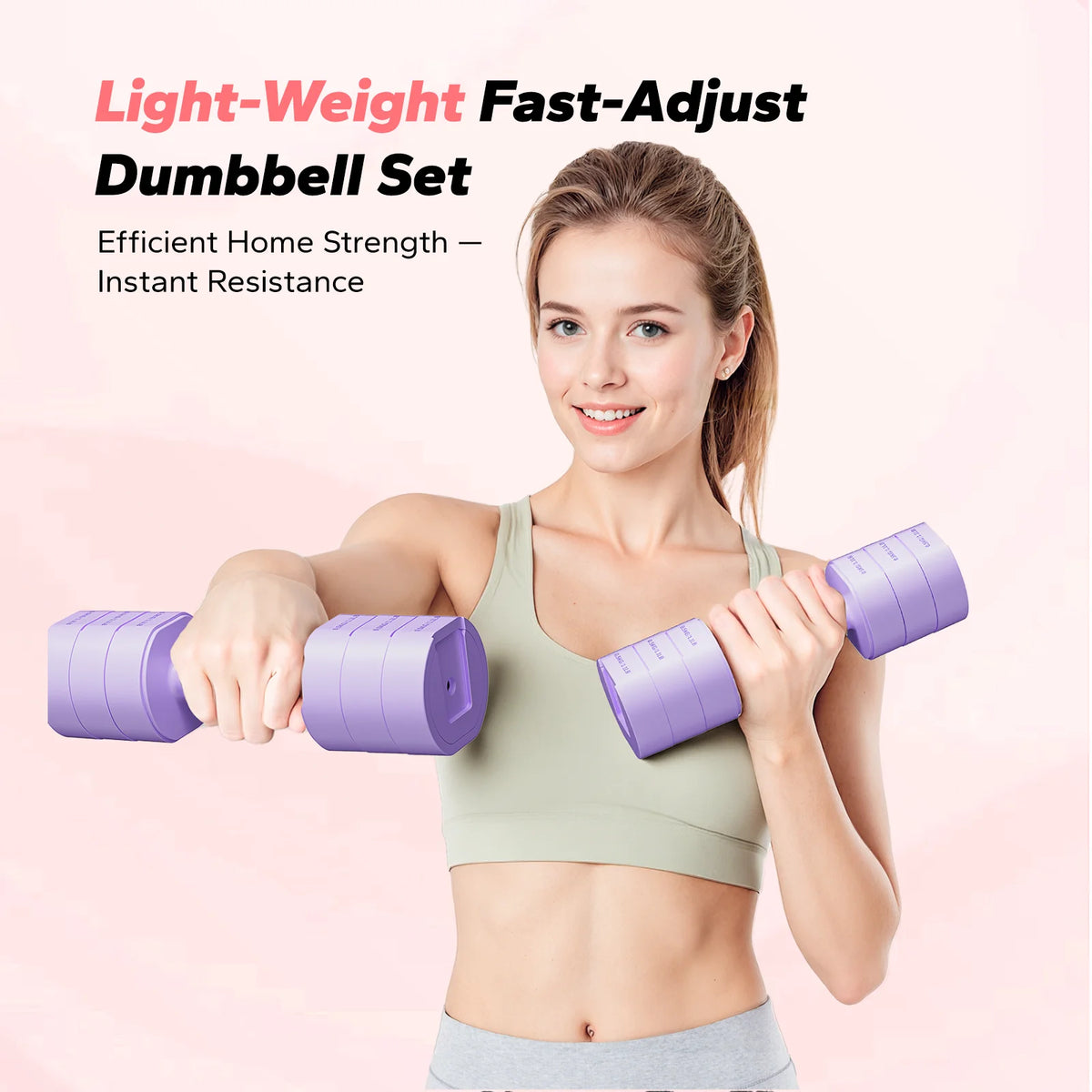 Adjustable Hand Weight Set of 2 with Flat-Sided No-Roll Design