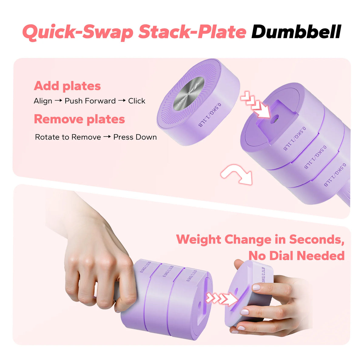 Adjustable Hand Weight Set of 2 with Flat-Sided No-Roll Design