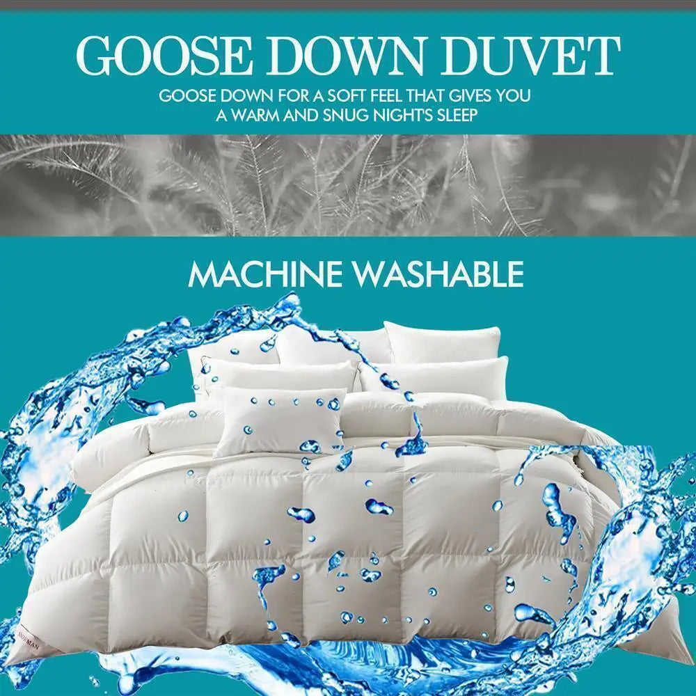 700GSM Goose Down & Feather Quilt Super King 270 x 240cm Cotton Cover All Season Doona
