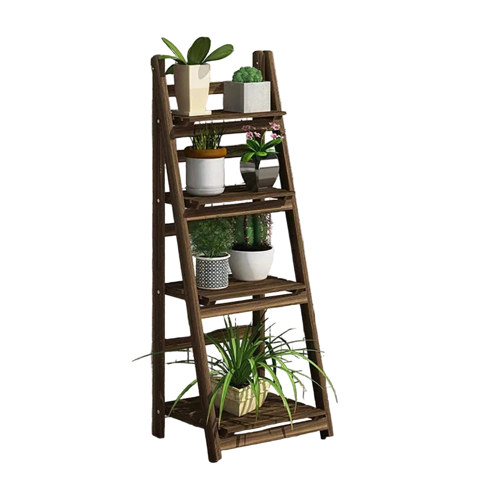 4 Tier Foldable Wooden Storage Shelf Display Rack Bookcase Plant Stand for Indoor Home