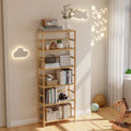 Freestanding 6 Tier Bamboo Storage Shelf Adjustable Display Rack for Living Room Bedroom Bathroom