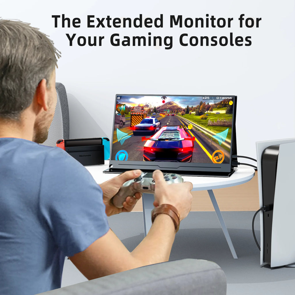 Portable 15.6 Inch FHD IPS Monitor USB-C Mini HDMI External Display with HDR and Built-in Speakers