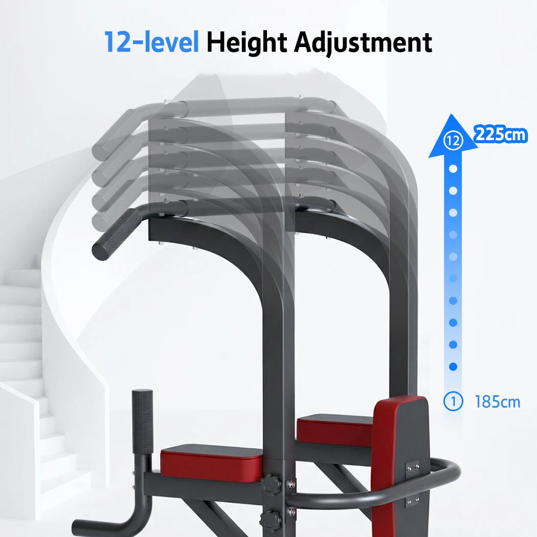 Adjustable Power Tower Pull Up Station with Dip Bars and Knee Raise Stand