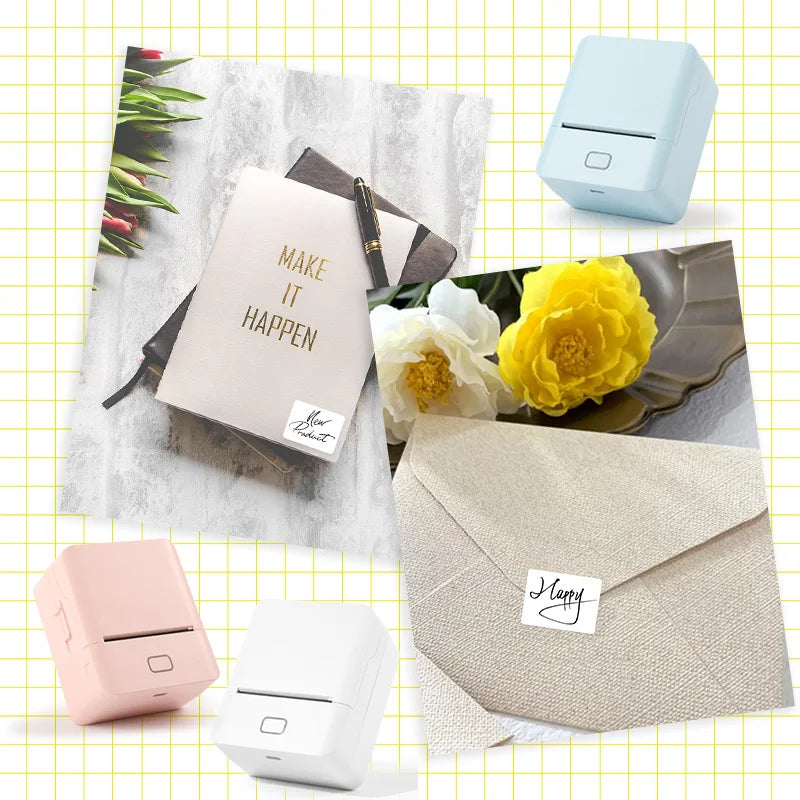 Portable Bluetooth Thermal Label Printer with 9 Label Rolls for Home Organisation