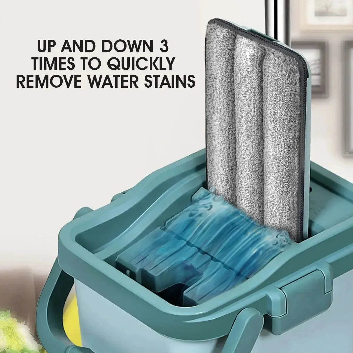 360° Flat Floor Mop and Dual Chamber Bucket with Microfiber Refills