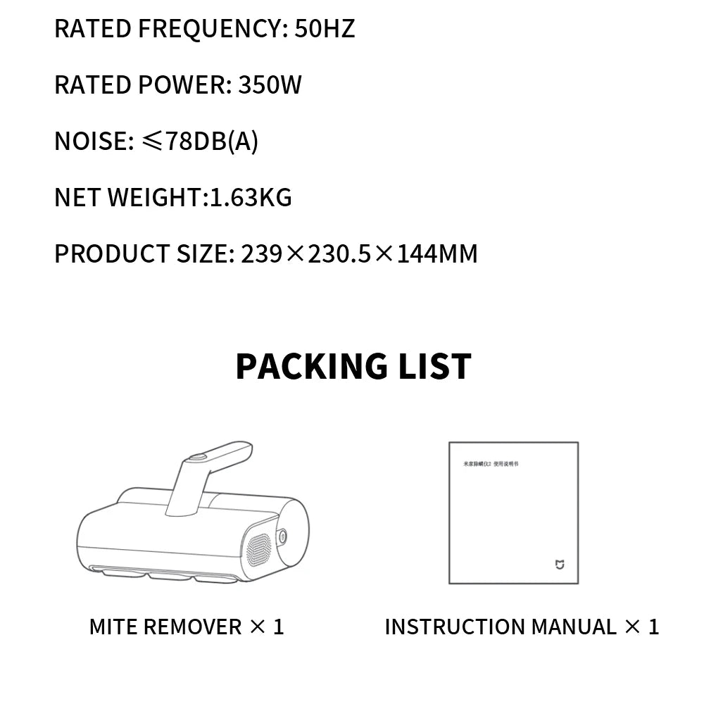 Portable Mattress Vacuum Cleaner with UV Light 12000Pa Cyclone Filtration and High Frequency Tapping