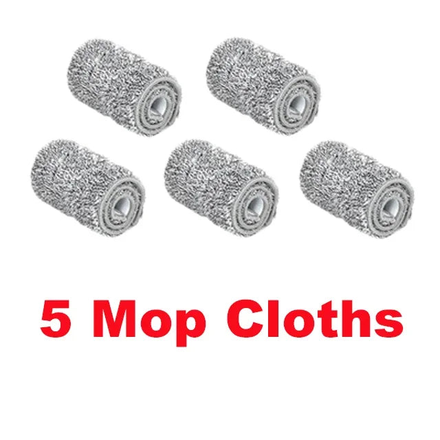 360° Flat Floor Mop and Dual Chamber Bucket with Microfiber Refills