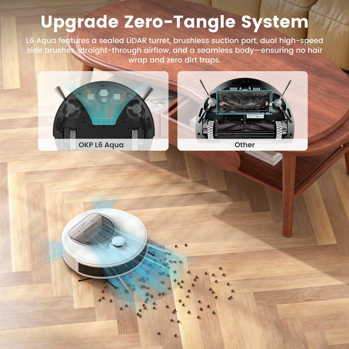Robot Vacuum and Mop Cleaner with LiDAR Navigation, 6000Pa Suction, WiFi Voice Control
