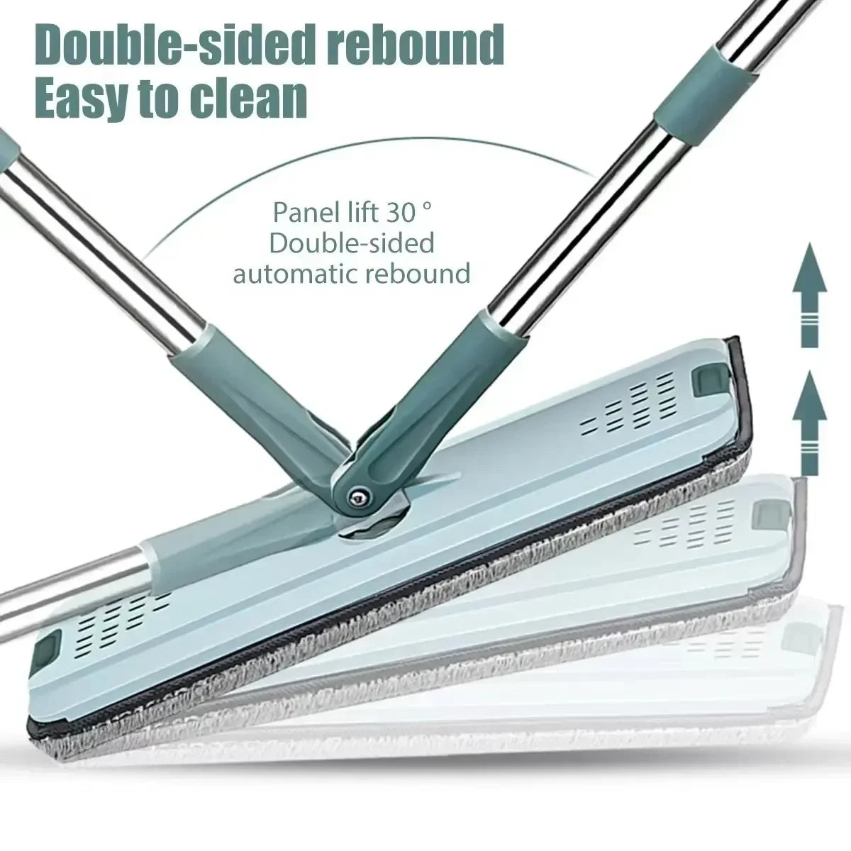 360° Flat Floor Mop and Dual Chamber Bucket with Microfiber Refills