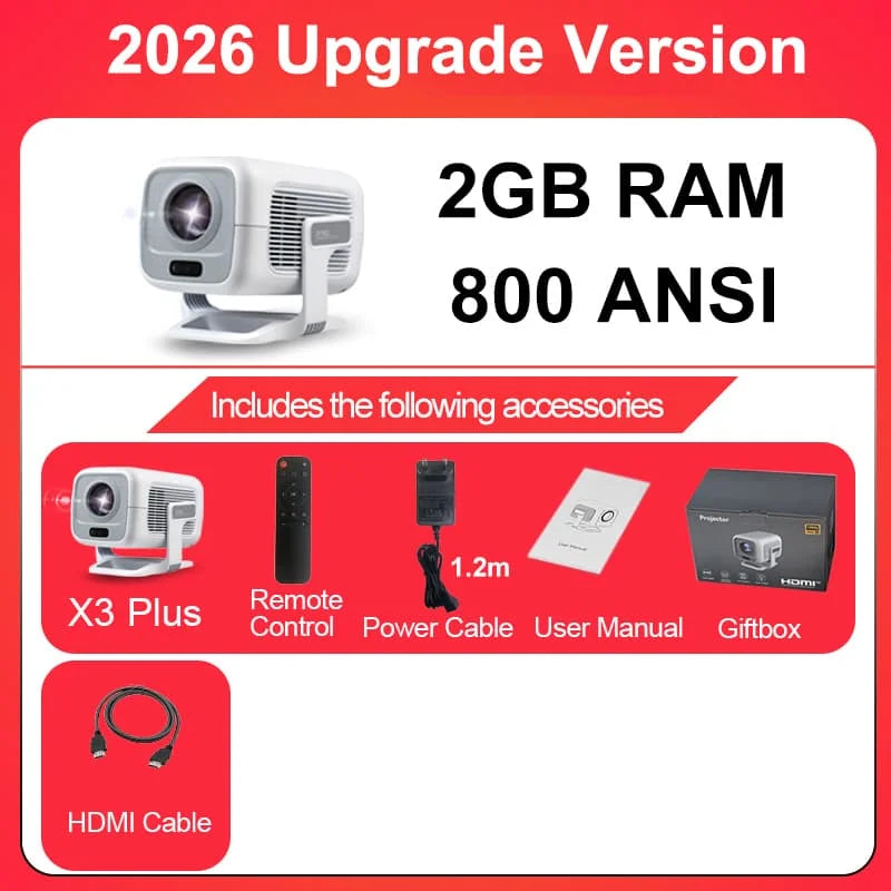 Portable Native 1080P Smart Projector with 600 ANSI Lumens and Auto Focus