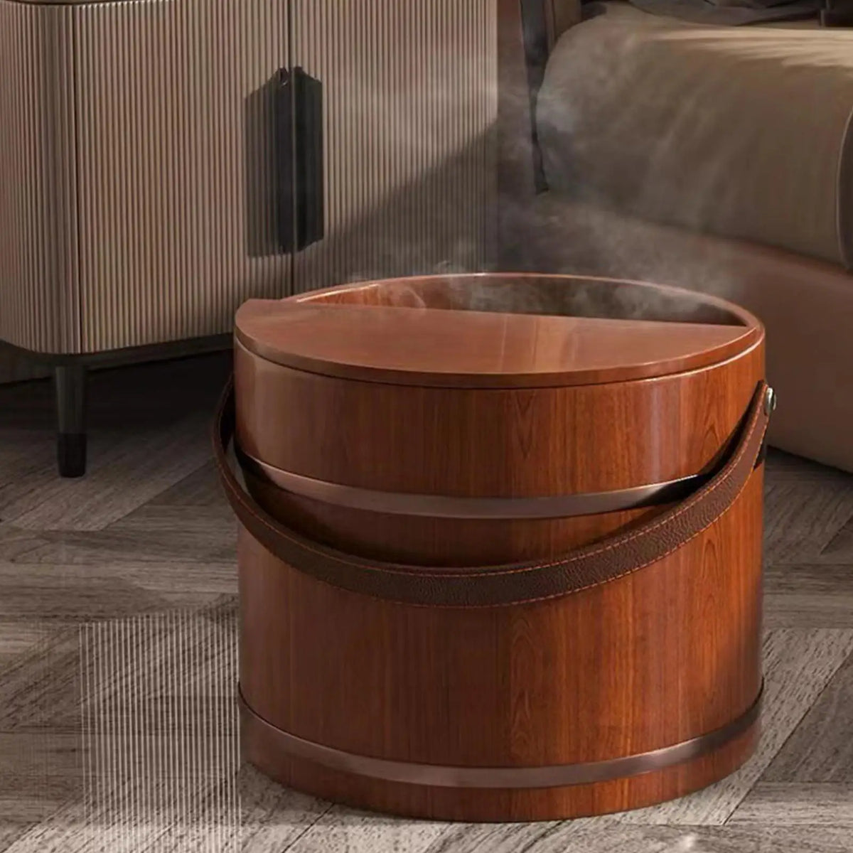 Wooden Foot Soaking Bucket with Lid Reusable Foot Bath Basin for Home Pedicure and Multi-Purpose Use