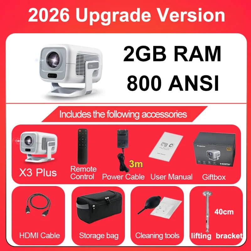 Portable Native 1080P Smart Projector with 600 ANSI Lumens and Auto Focus