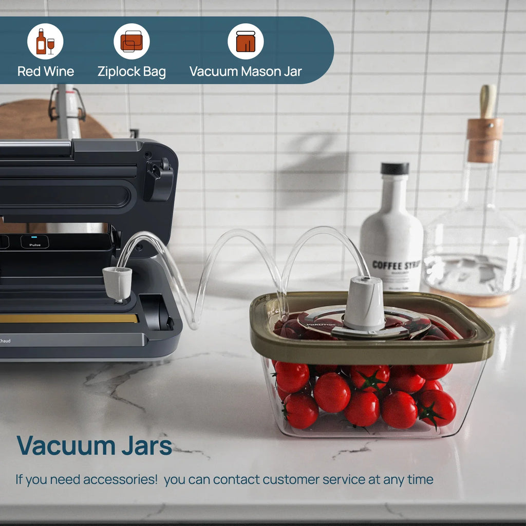Automatic Vacuum Sealer Machine 80kPa Food Sealer with Dry Moist Modes Vacuum Bags and Cutter