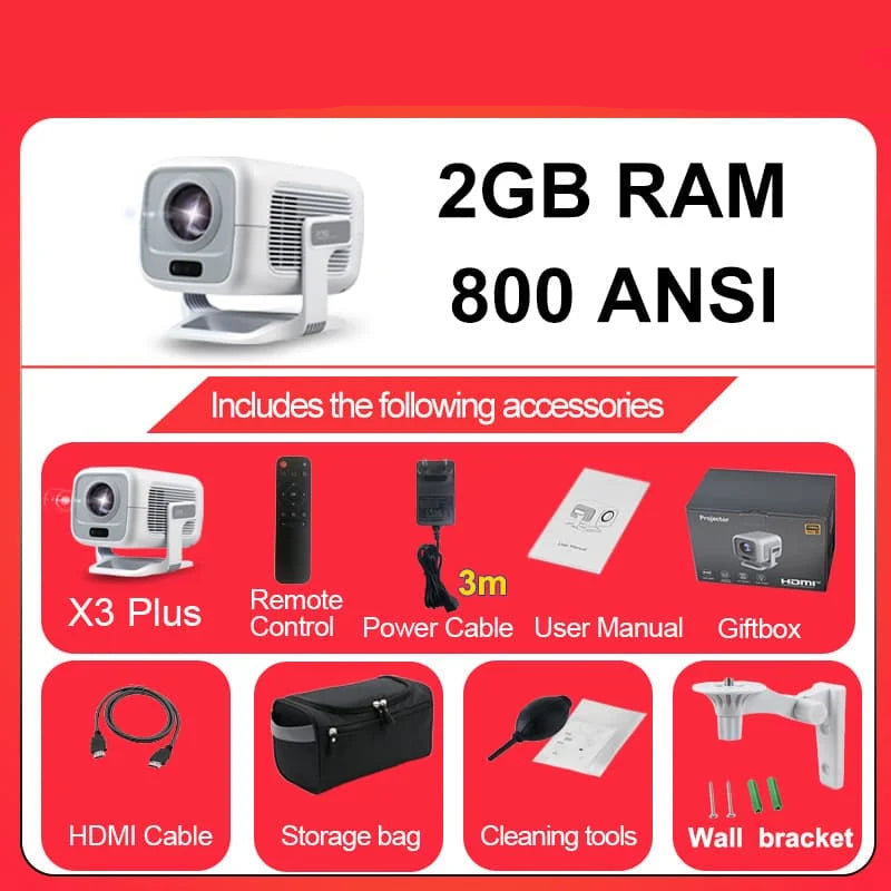Portable Native 1080P Smart Projector with 600 ANSI Lumens and Auto Focus