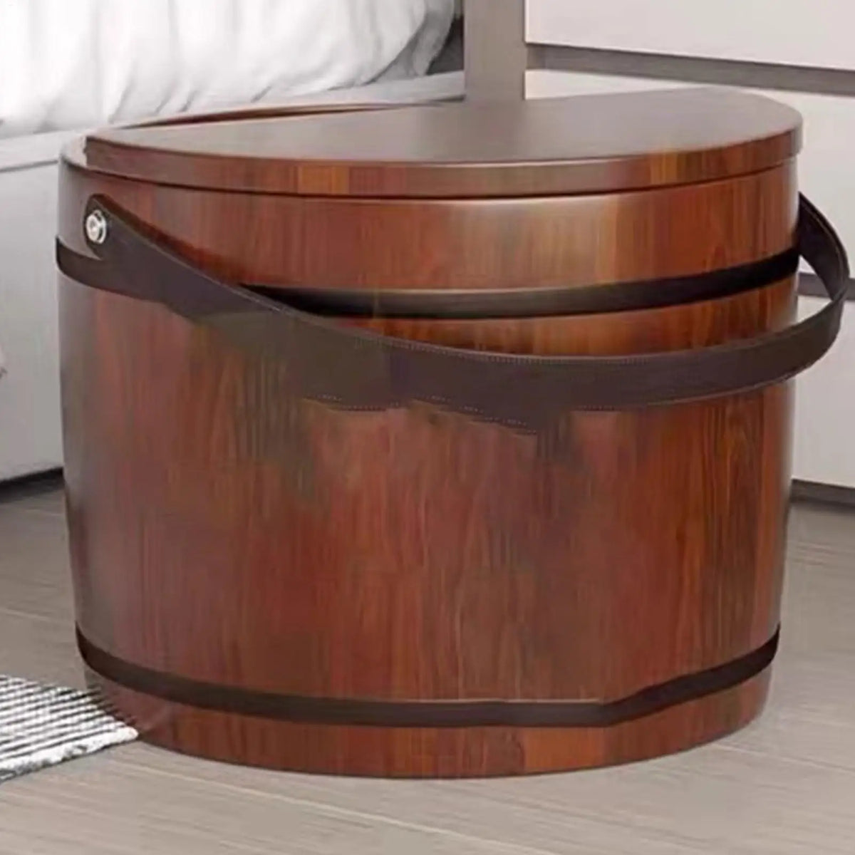 Wooden Foot Soaking Bucket with Lid Reusable Foot Bath Basin for Home Pedicure and Multi-Purpose Use