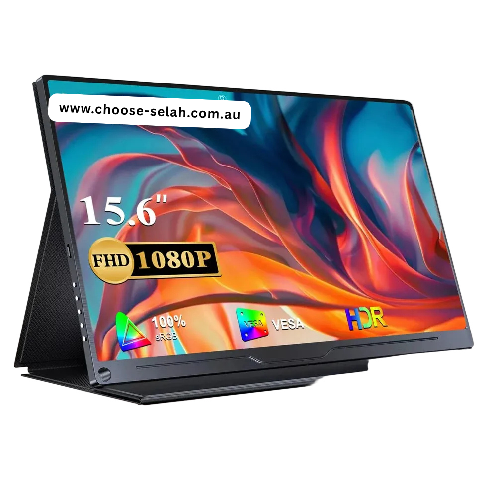 Portable 15.6 Inch FHD IPS Monitor USB-C Mini HDMI External Display with HDR and Built-in Speakers